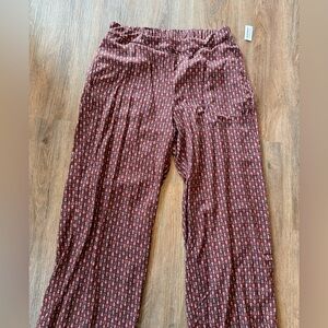 Old Navy Maroon Patterned Wide-Leg Pants